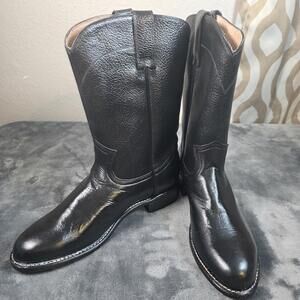 Pecos Bill Cowboy Boots Sz 7.5 Black Leather